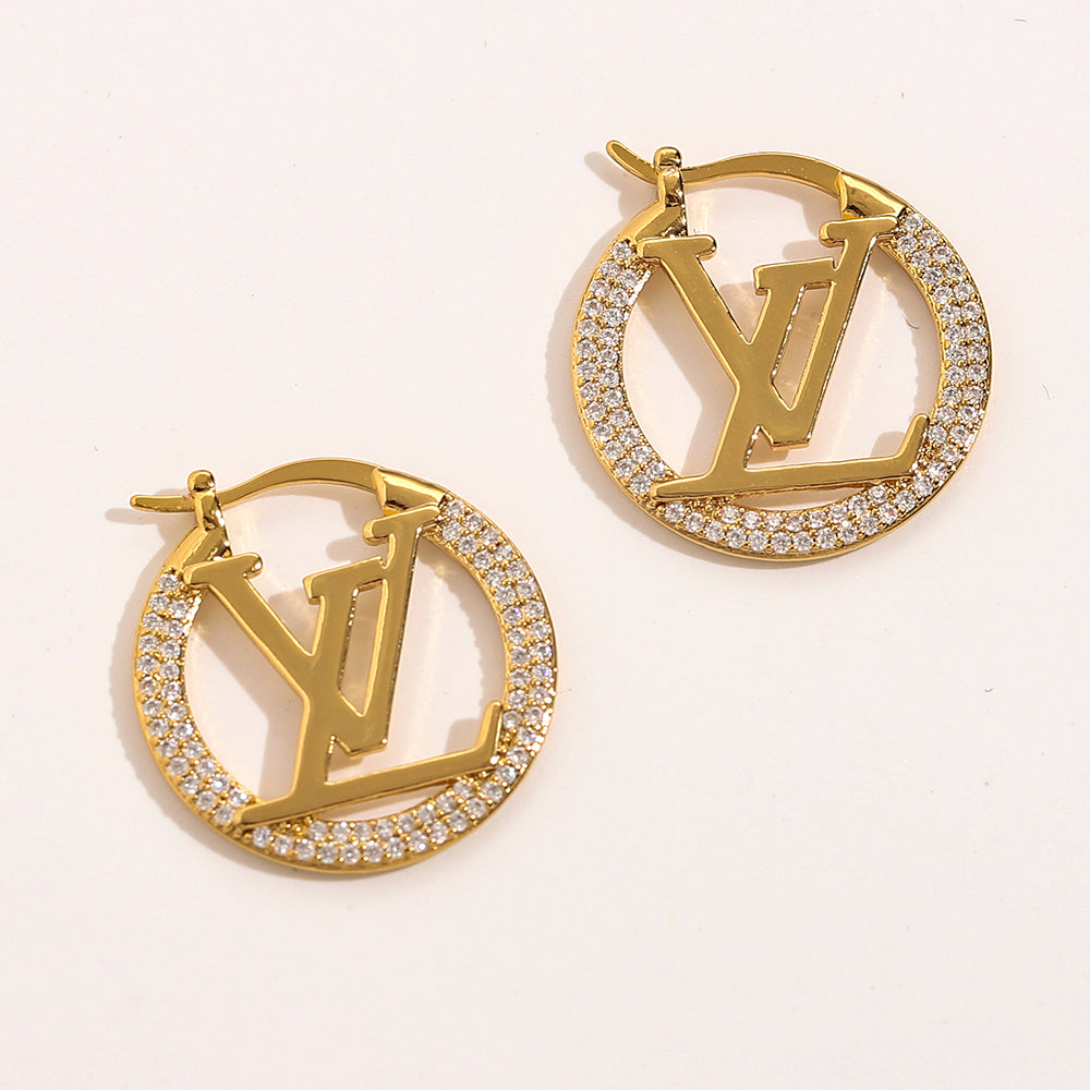 Copper Beaded-Edge Monogram Hoop Earrings
