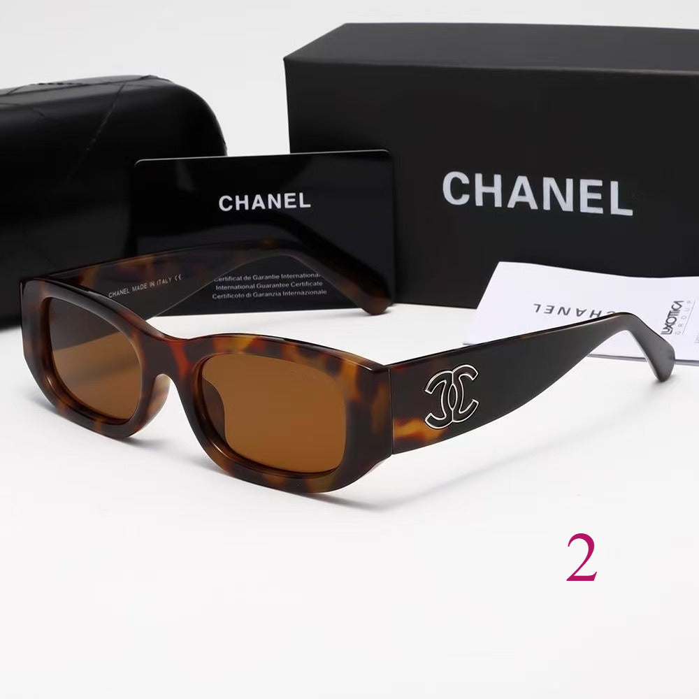 Slim Cat-Eye Sunglasses with Wide Logo Temples