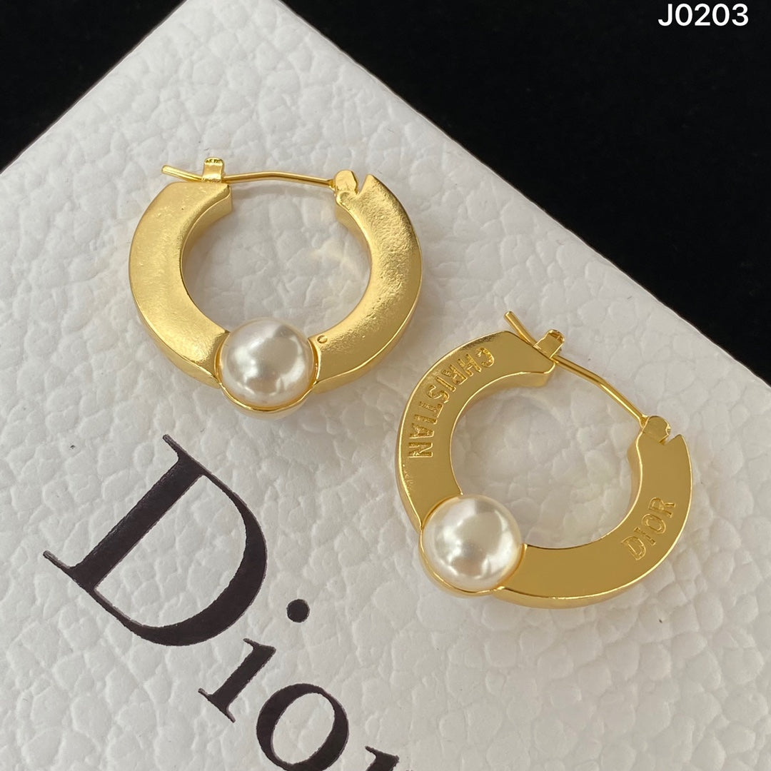 Pearl-Effect Open Circle Hoop Earrings