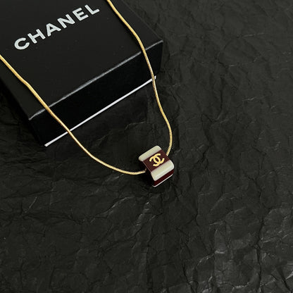 Striped Interlocking-C Pendant Necklace
