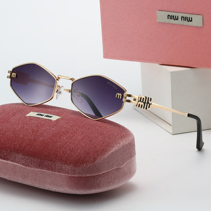 Round Metal-Frame Sunglasses with Logo Hinges