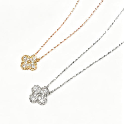 Pave Quatrefoil Pendant Necklace