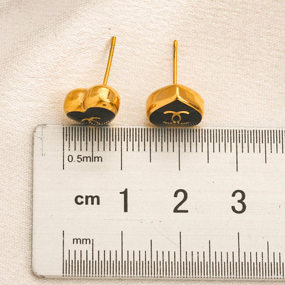 304 Stainless Steel Colorful Heart Stud Earrings