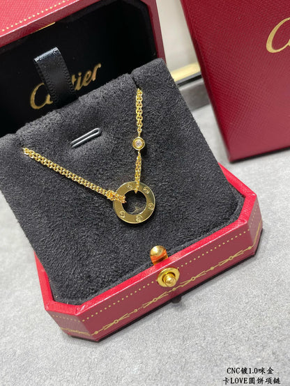 Double-Chain Studded Circle Necklace