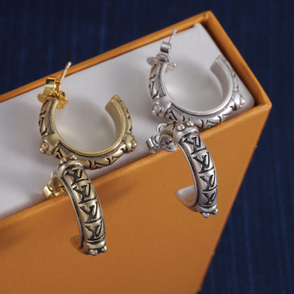 Textured Floral Band Hoop Earrings