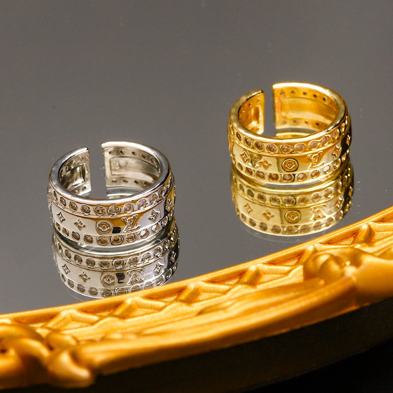 Copper Zirconium Real Gold Plated Ring,Rings Collection、L*V  Series