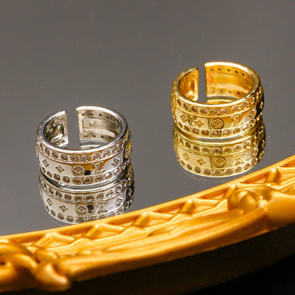 Copper Zirconium Real Gold Plated Ring,Rings Collection、L*V  Series