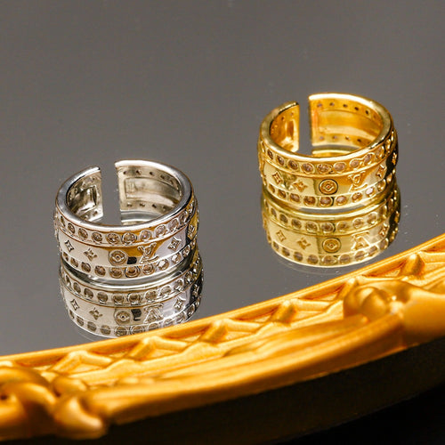 Copper Zirconium Real Gold Plated Ring,Rings Collection、L*V  Series