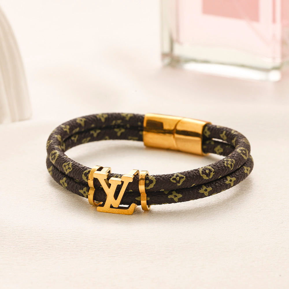 304 Stainless Steel Double-Wrap Monogram Cord Bracelet