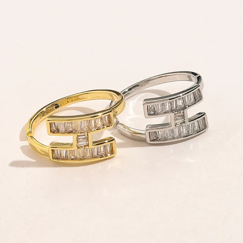 Anello placcato oro vero in rame e zirconio