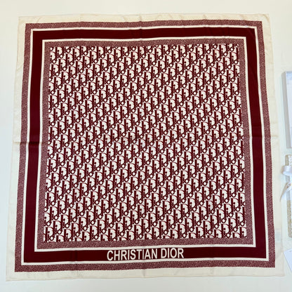 Repeating Monogram Stripe-Edge Square Scarf - 90 x 90 cm