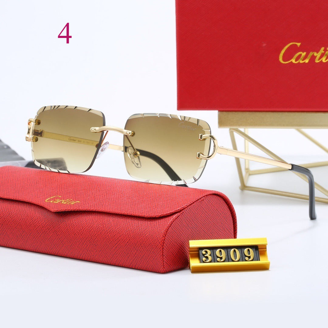 Rimless Rectangle Sunglasses with Double-Bar Temples