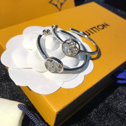 Round Floral-Accent Hoop Earrings