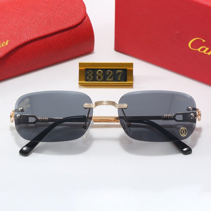 Geometric Rimless Sunglasses with Double Bridge
