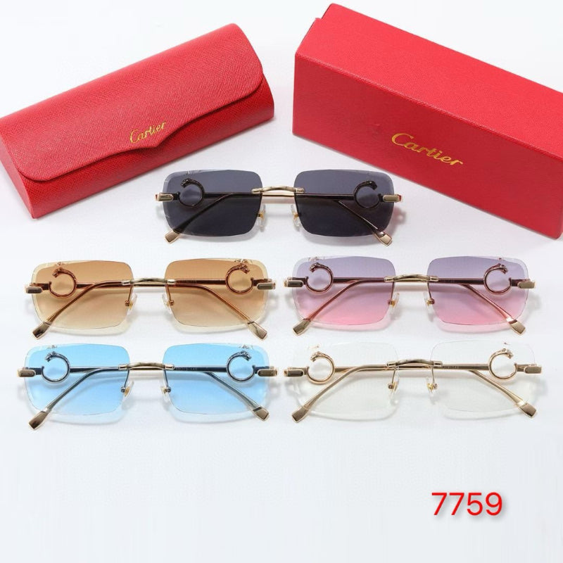 Rimless Sunglasses with Circular Hinge Accents