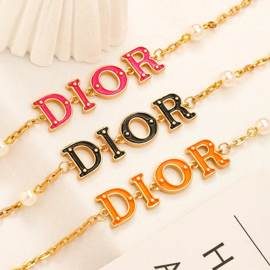 Alloy Colorful Lettering Bracelet & Necklace - Individual or Set
