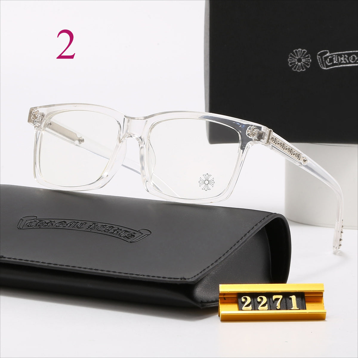 Angular Clear-Lens Glasses with Sculpted Browline