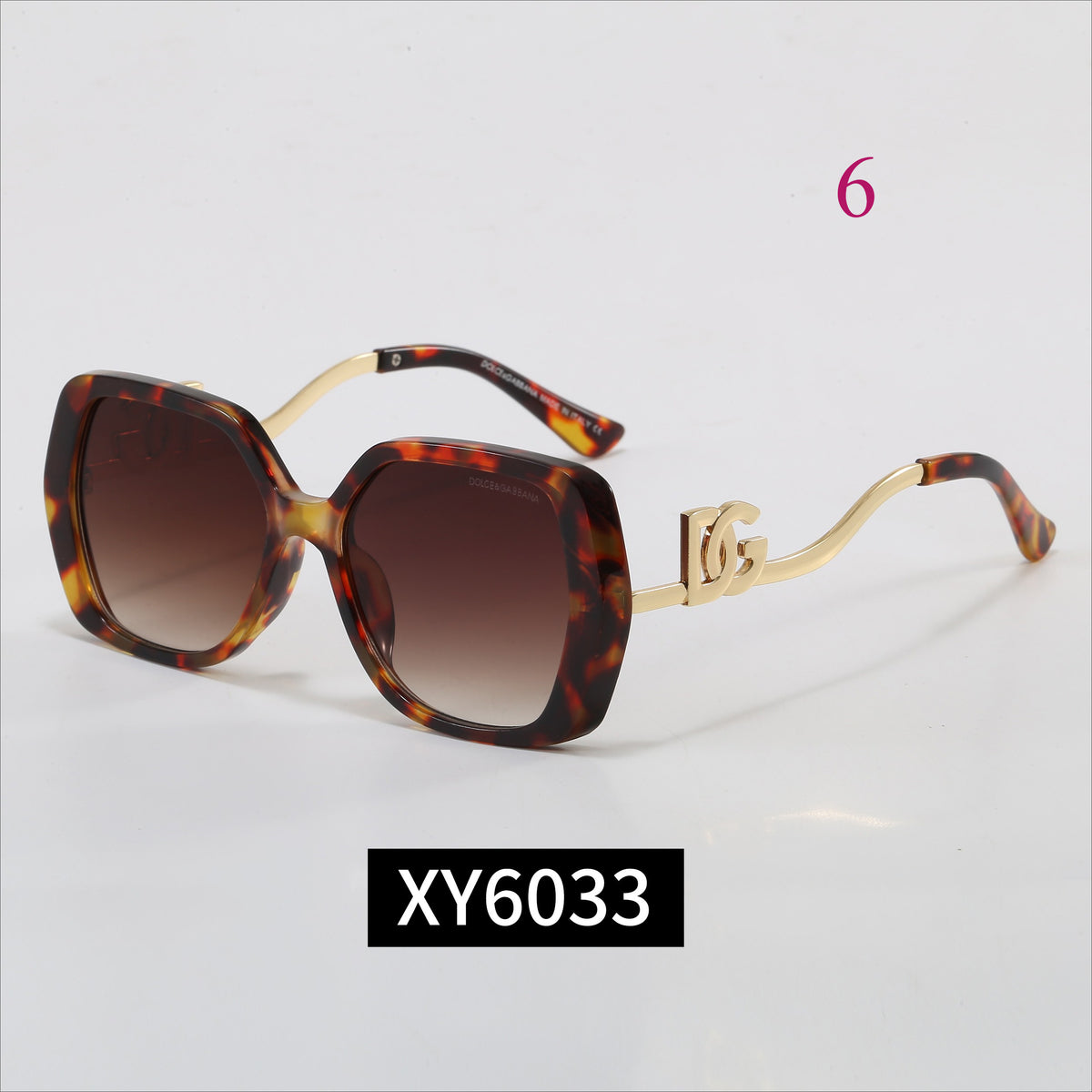 Oversized Rounded Sunglasses with Metal Logo Temples