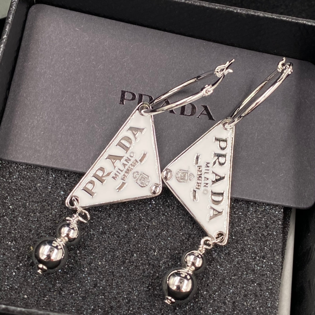 Triangle & Bead Charm Hoop Earrings