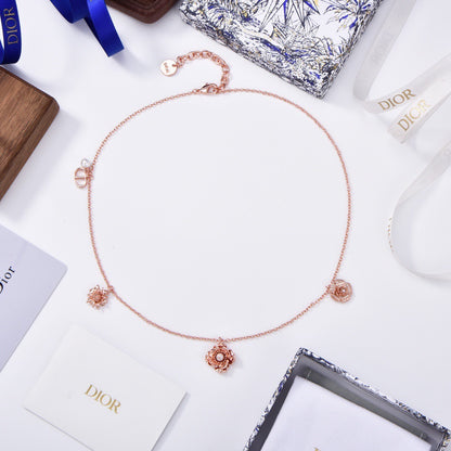 Rose Motif Station Necklace