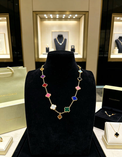 Multicolor Quatrefoil Station Necklace
