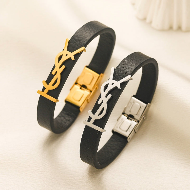 304 Stainless Steel Textured Strap Monogram Bracelet