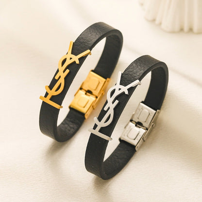 304 Stainless Steel Textured Strap Monogram Bracelet