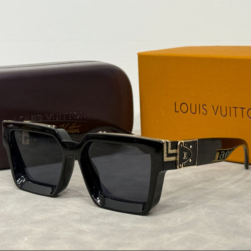 Beveled Square Sunglasses with Metallic Temple Trim