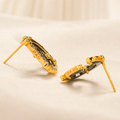 304 Stainless Steel Textured D & G Letter Stud Earrings