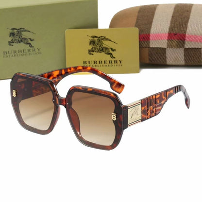 Oversized Square Sunglasses with Patterned Temples