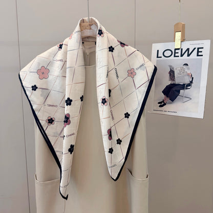 Floral Diamond Lattice Square Scarf - 90 x 90 cm