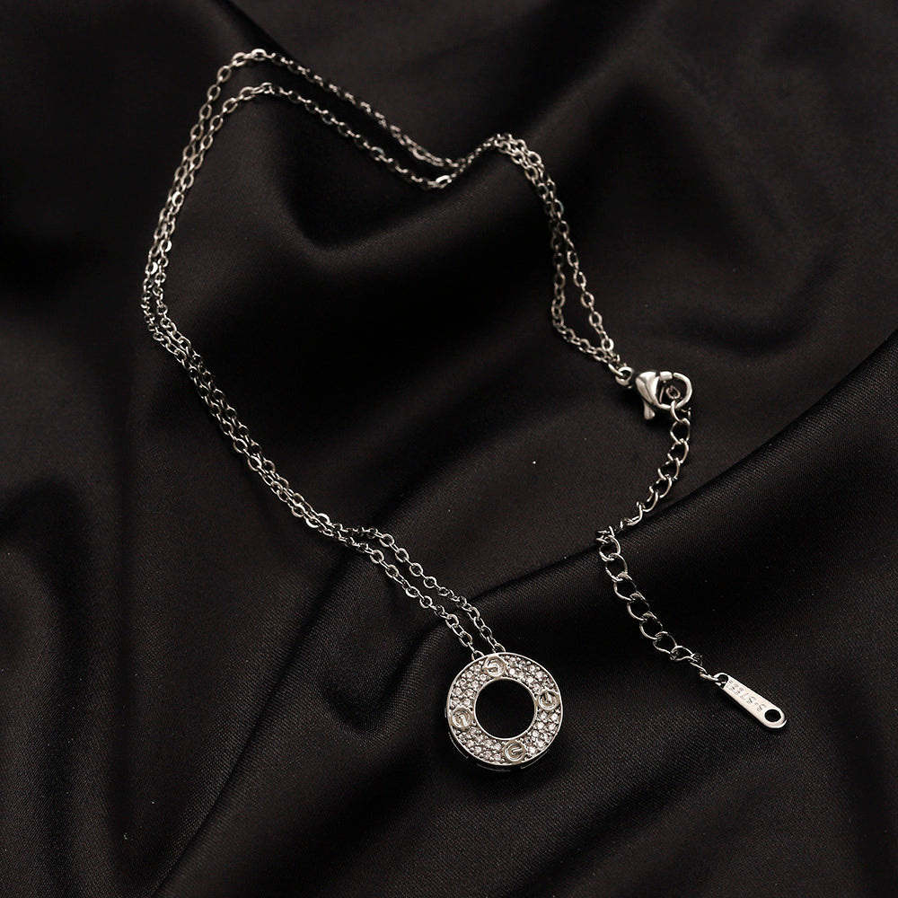 Copper Pave Open-Circle Pendant Necklace
