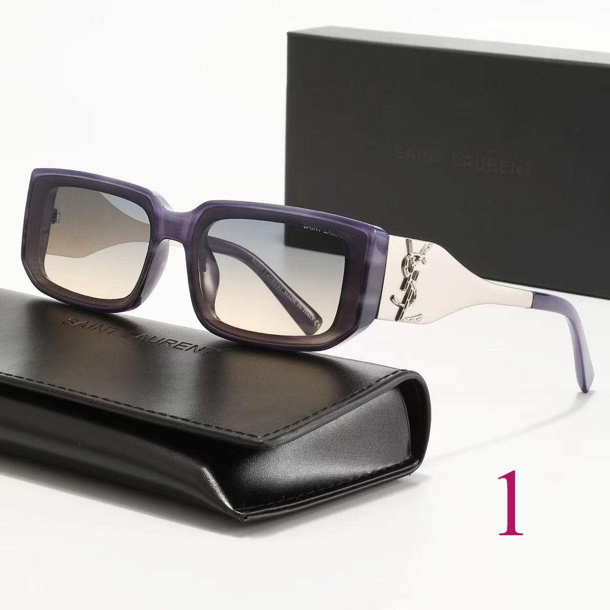 Wide Square Sunglasses with Contrast Metal Temples