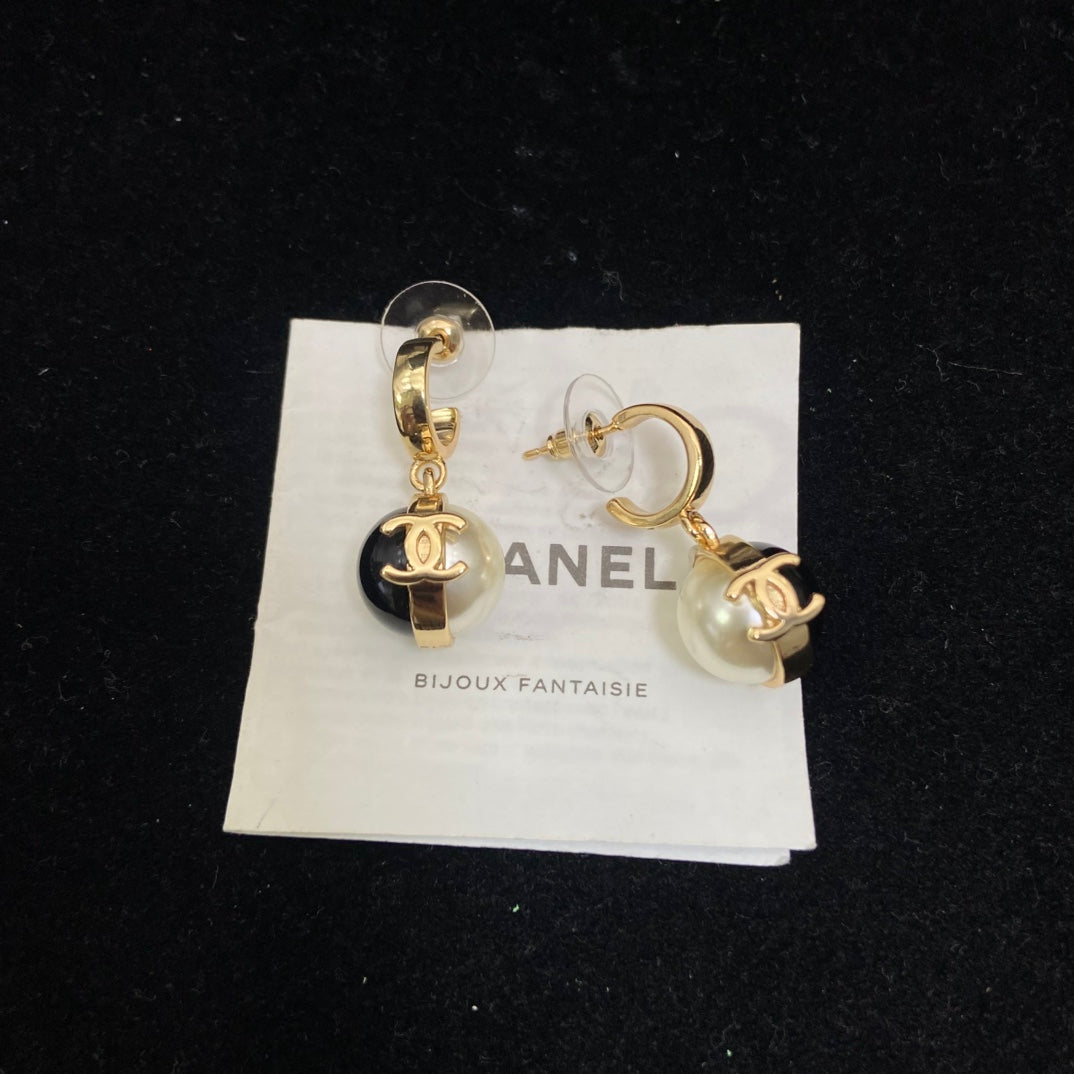 Polished Ball Charm Hoop Earrings
