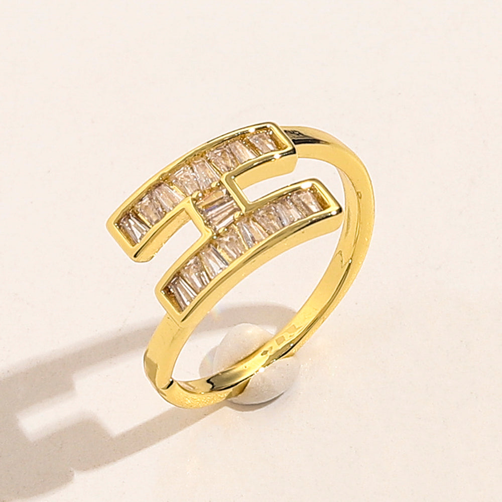 Anello placcato oro vero in rame e zirconio