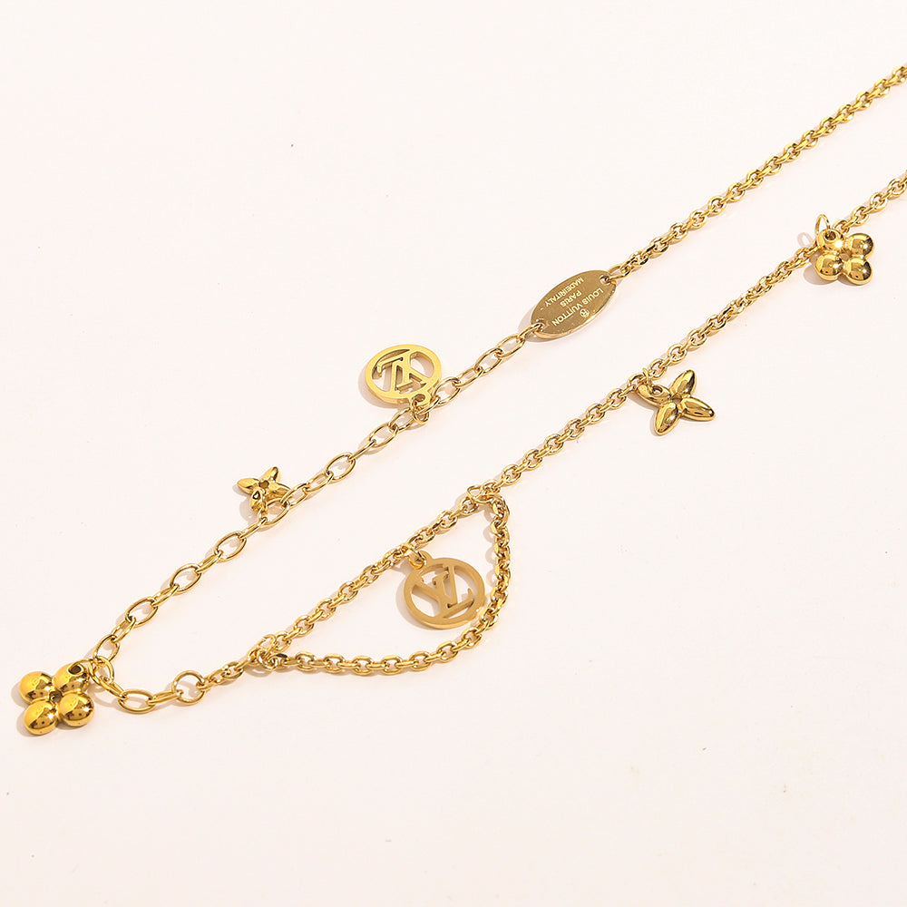 Set Bracciale Collana in Acciaio Inossidabile 304 con Logo Stampato