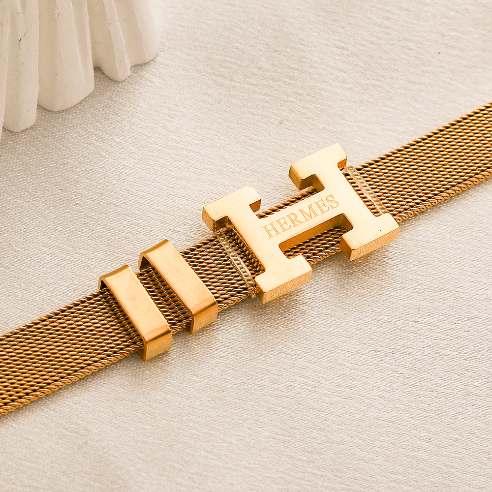 304 Stainless Steel Mesh H-Clasp Bracelet
