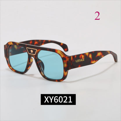Flat-Brow Aviator Sunglasses with Wide Logo Temples