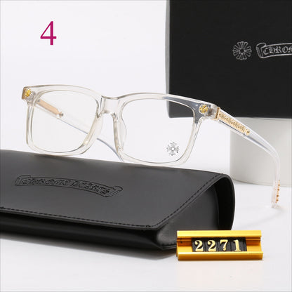Angular Clear-Lens Glasses with Sculpted Browline