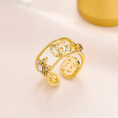 Copper Zirconium Real Gold Plated Ring,Rings Collection、GU*CI  Series