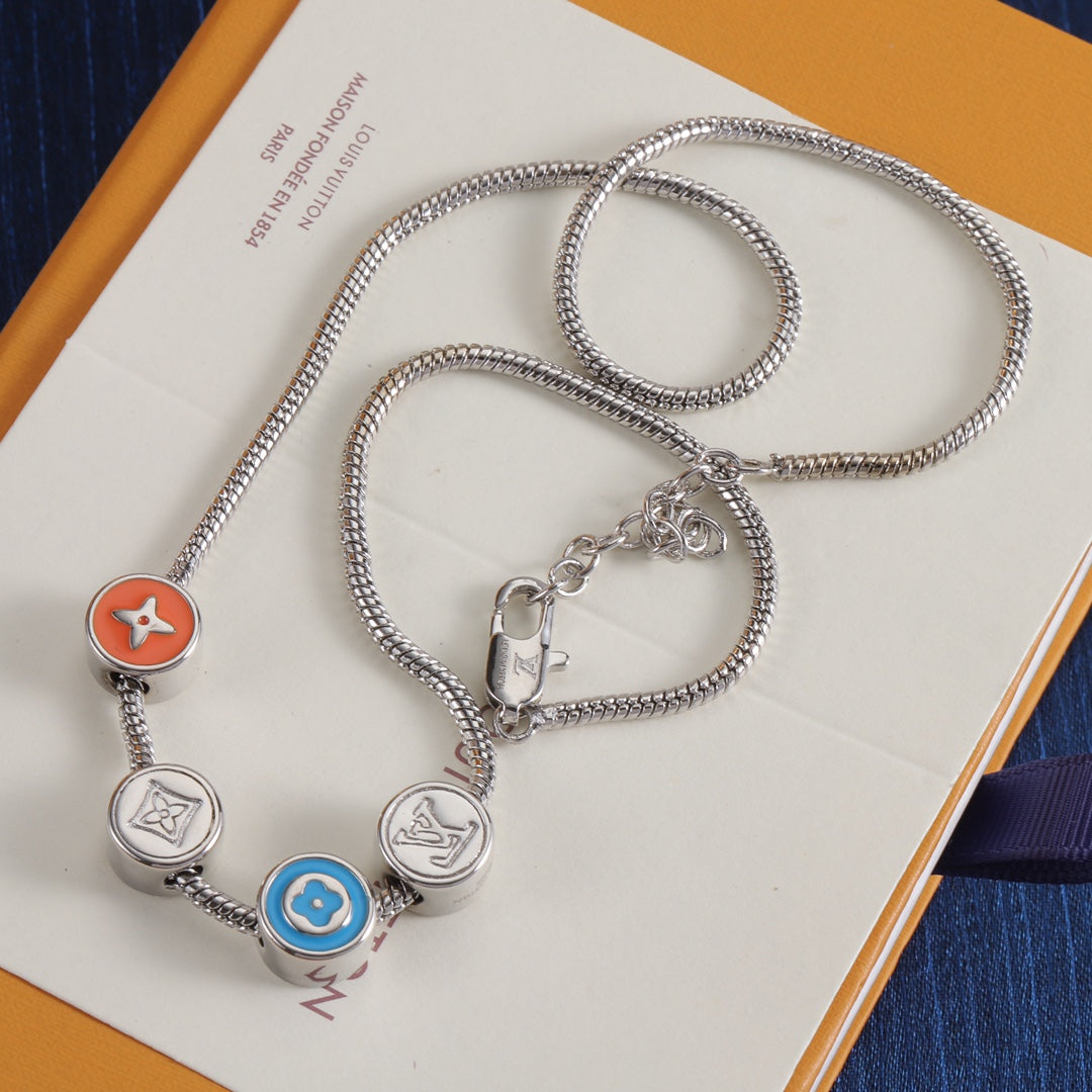 Multicolor Round Monogram Necklace