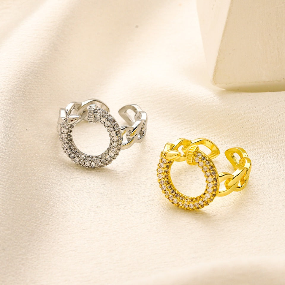 Anello placcato oro vero in rame e zirconio