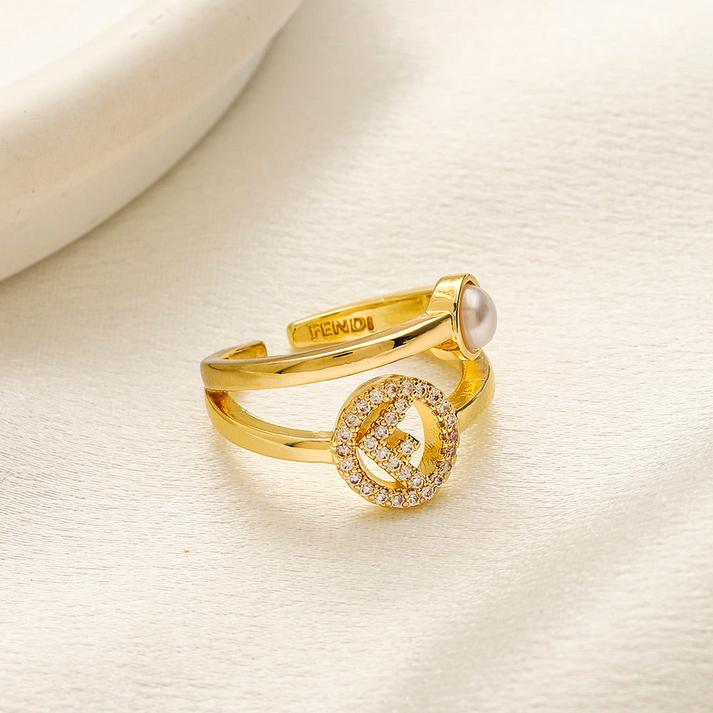 Copper Zirconium Real Gold Plated Ring,Rings Collection、F*ndi Series