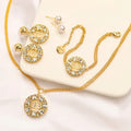 Set Orecchini Bracciale Collana Placcati Oro Vero in Rame e Zirconio