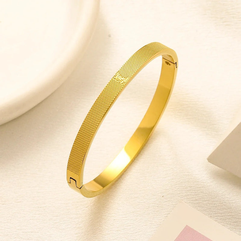 304 Stainless Steel Fine-Textured Hinged Bangle Bracelet
