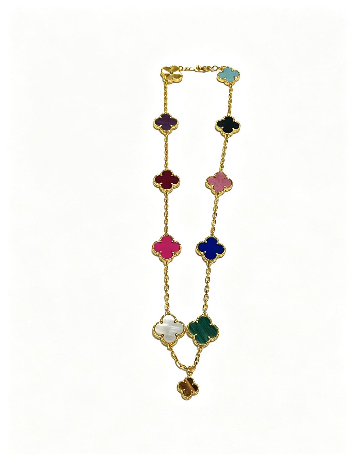 Multicolor Quatrefoil Station Necklace