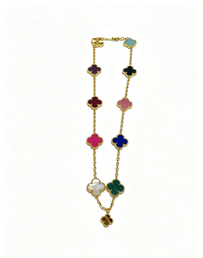 Multicolor Quatrefoil Station Necklace