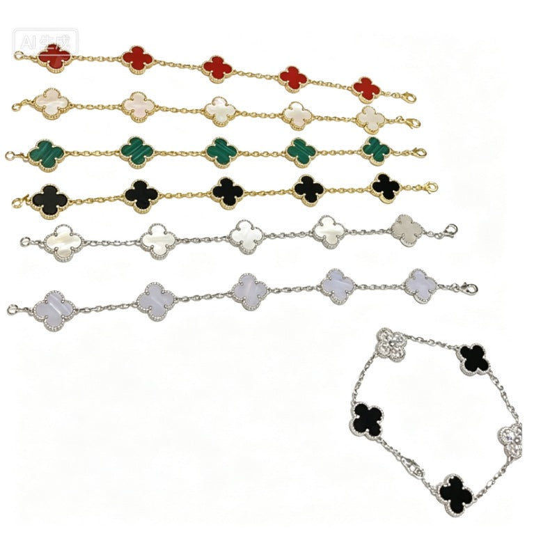 Beaded-Edge Quatrefoil Station Bracelet