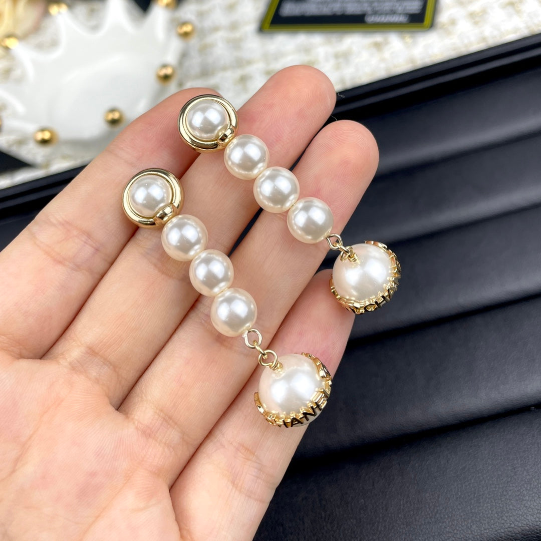 Pearl-Effect Bead Line Drop Earrings