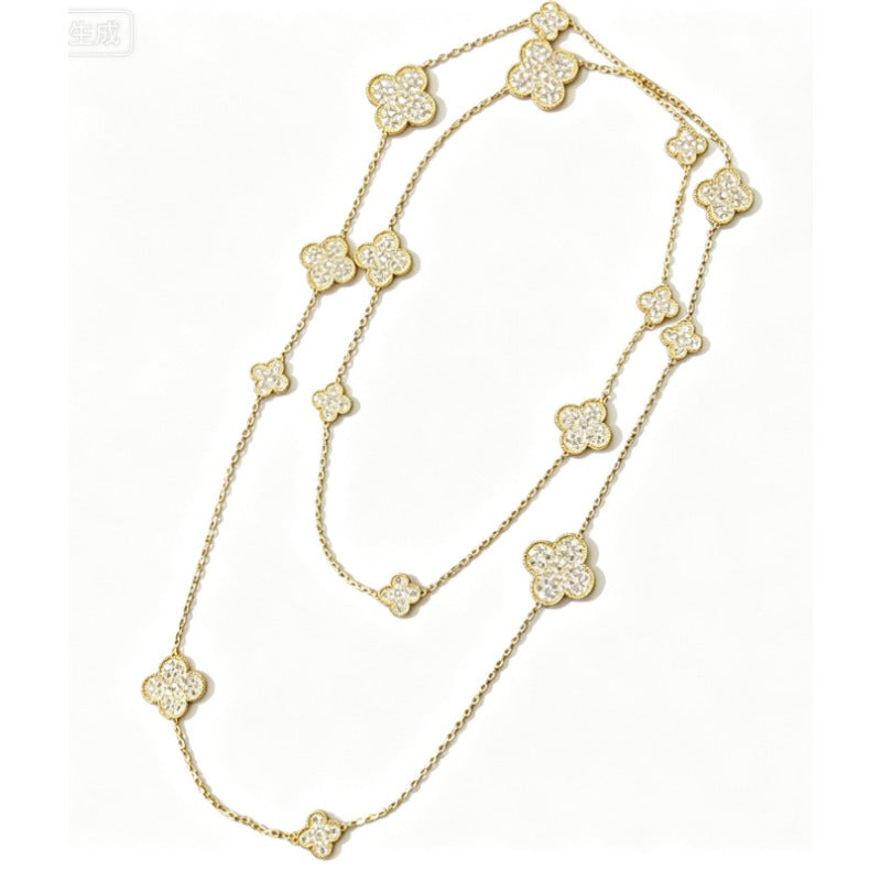 Textured Quatrefoil Station Necklace
